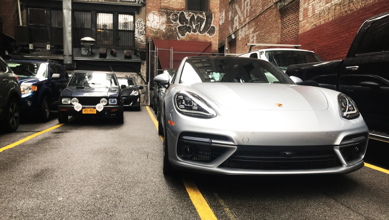 The Panamera wagon with its new friend.